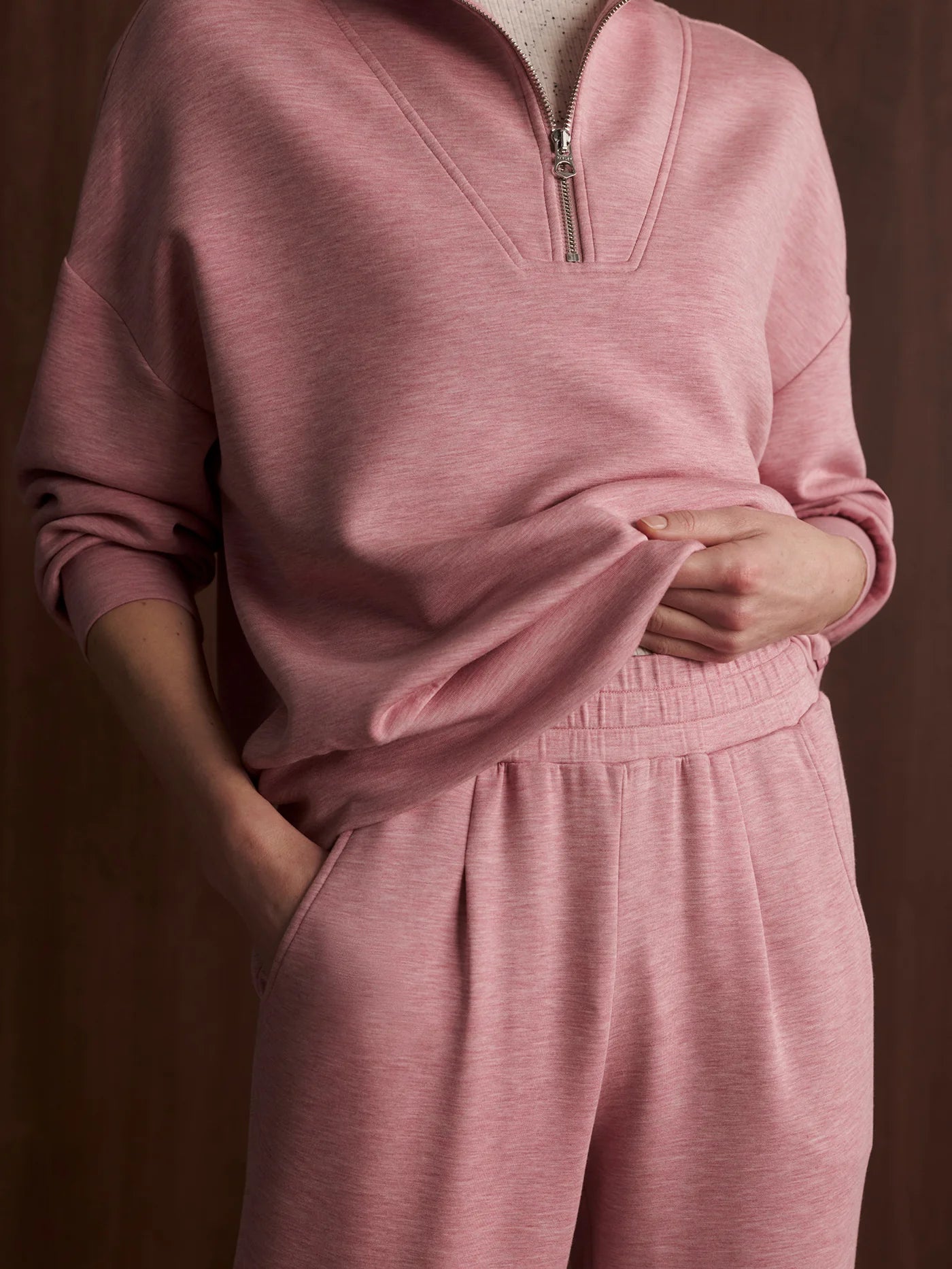 Hawley Half-Zip Sweat - Rose Marl