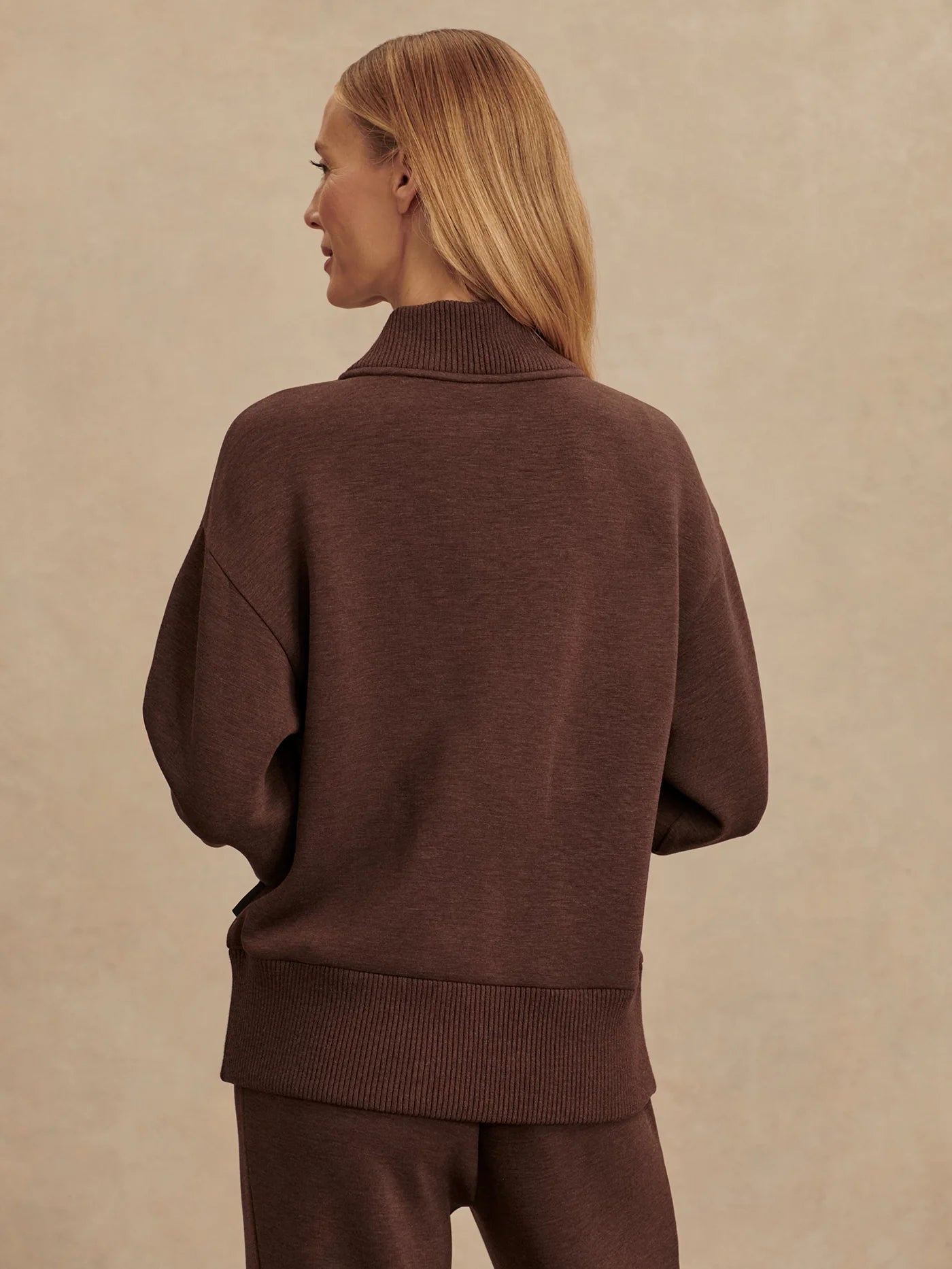 Sally Half Zip Sweat - Coffee Bean Marl