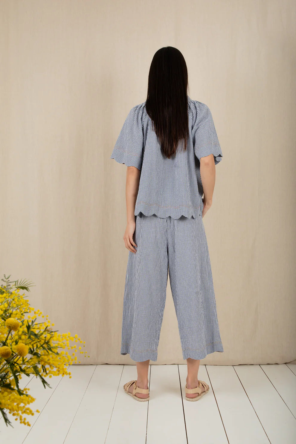 Aide Trouser - Navy Gingham