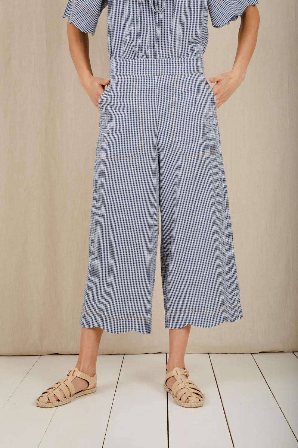 Aide Trouser - Navy Gingham
