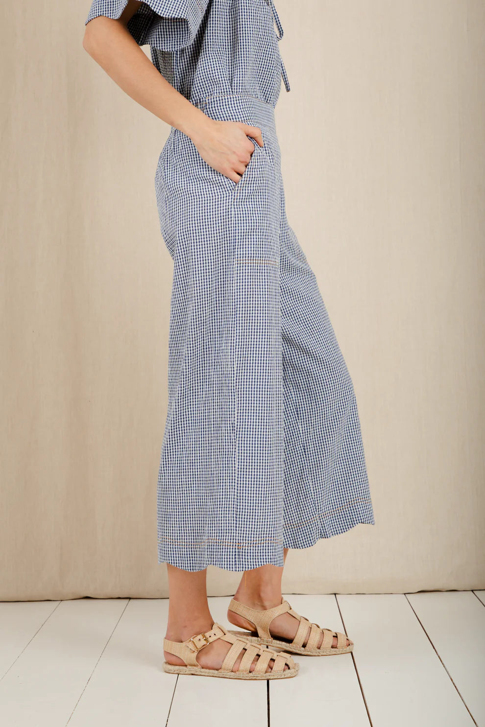 Aide Trouser - Navy Gingham