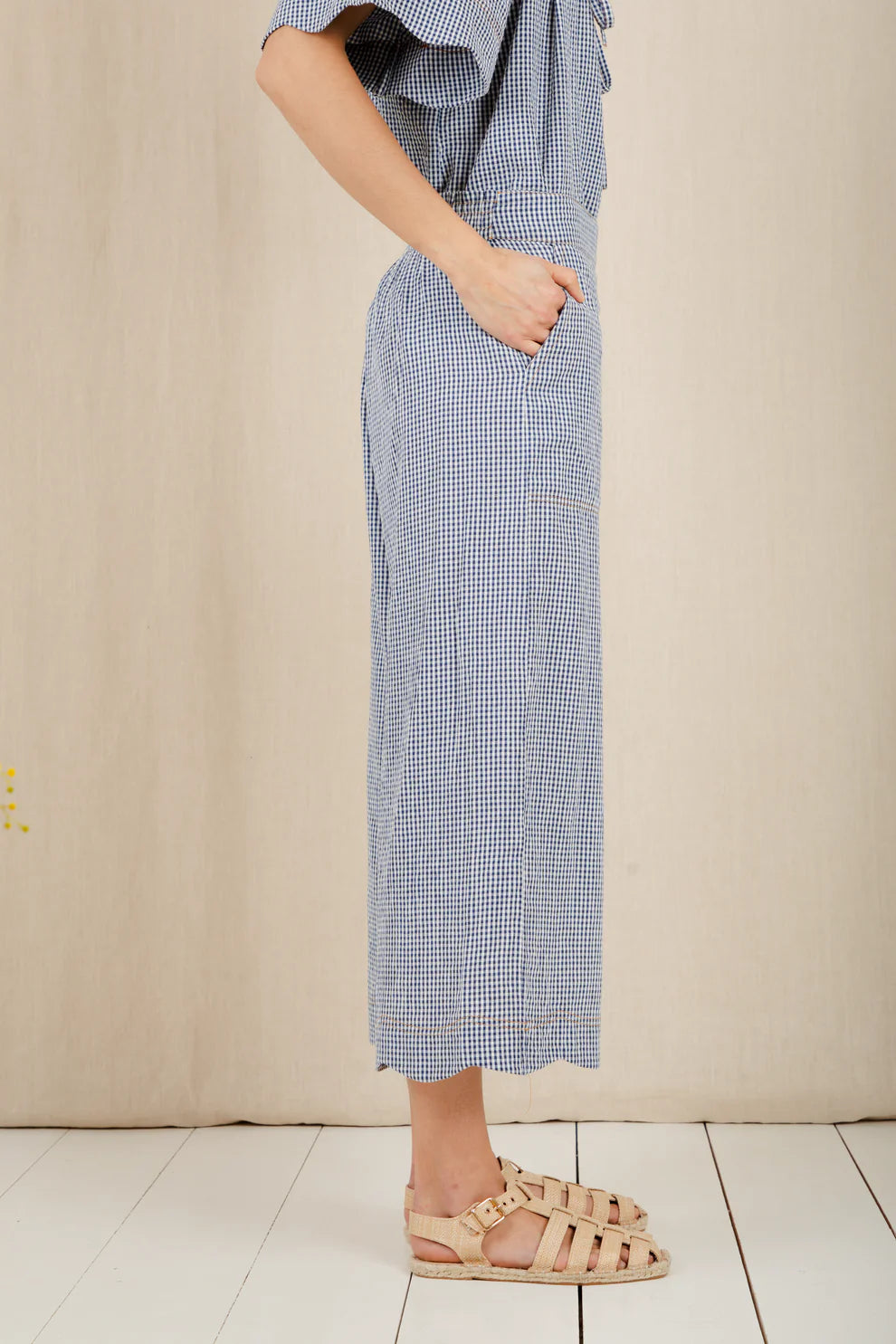 Aide Trouser - Navy Gingham