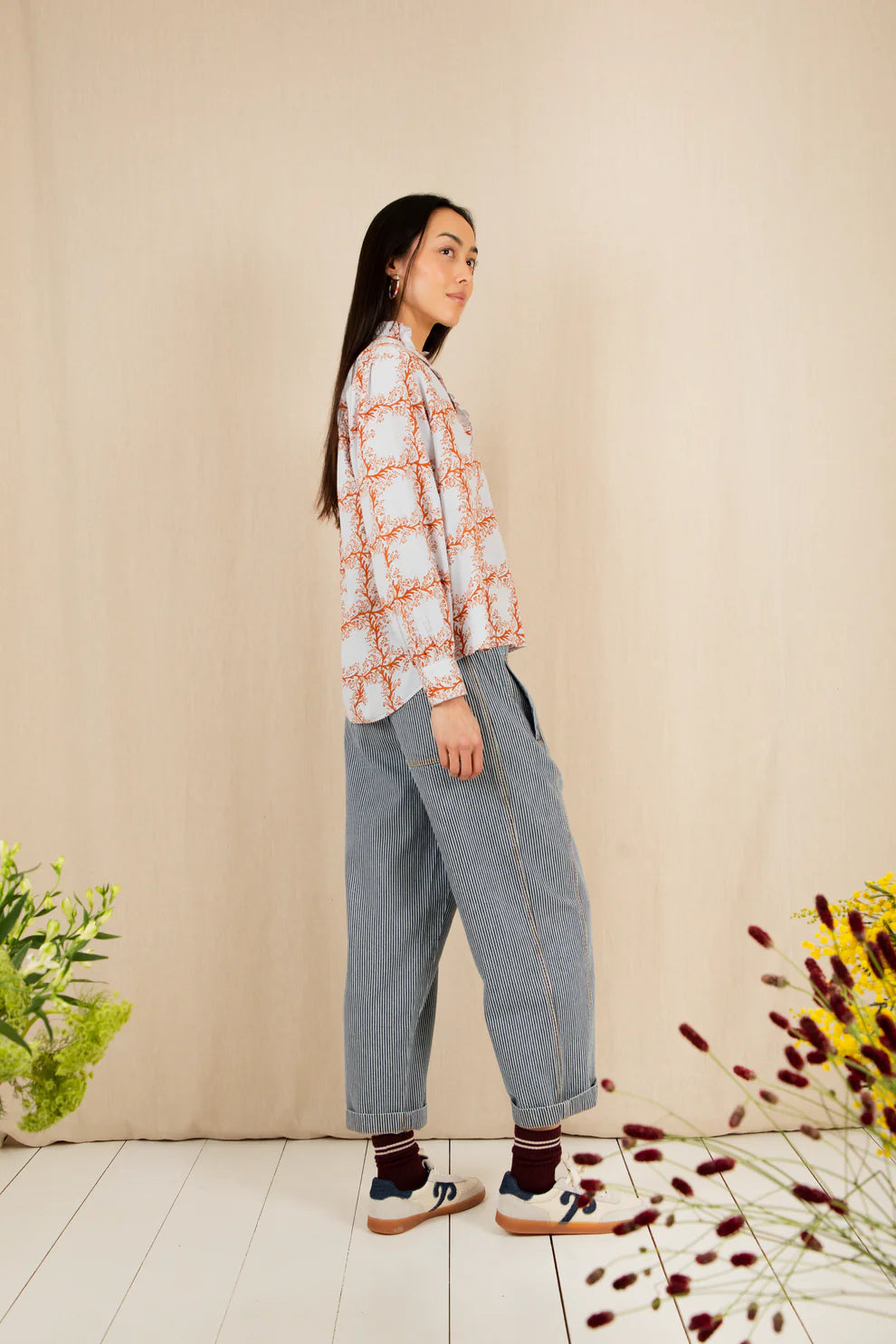 Anais Shirt - Tobacco & Ice Blue