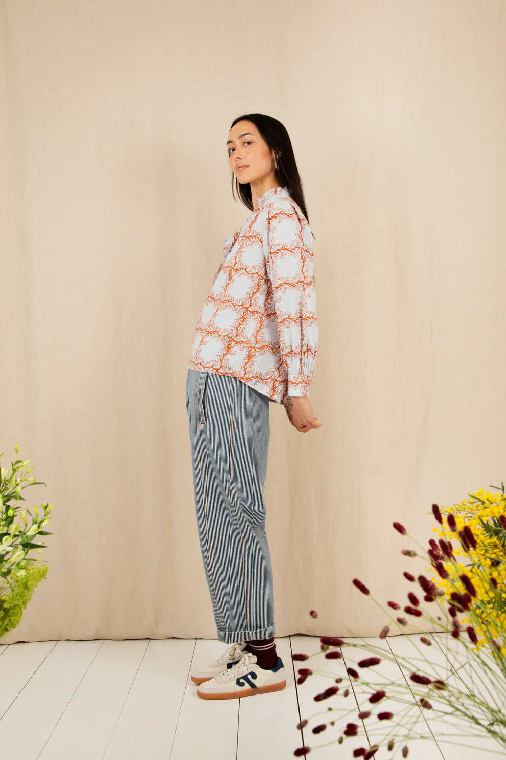 Anais Shirt - Tobacco & Ice Blue