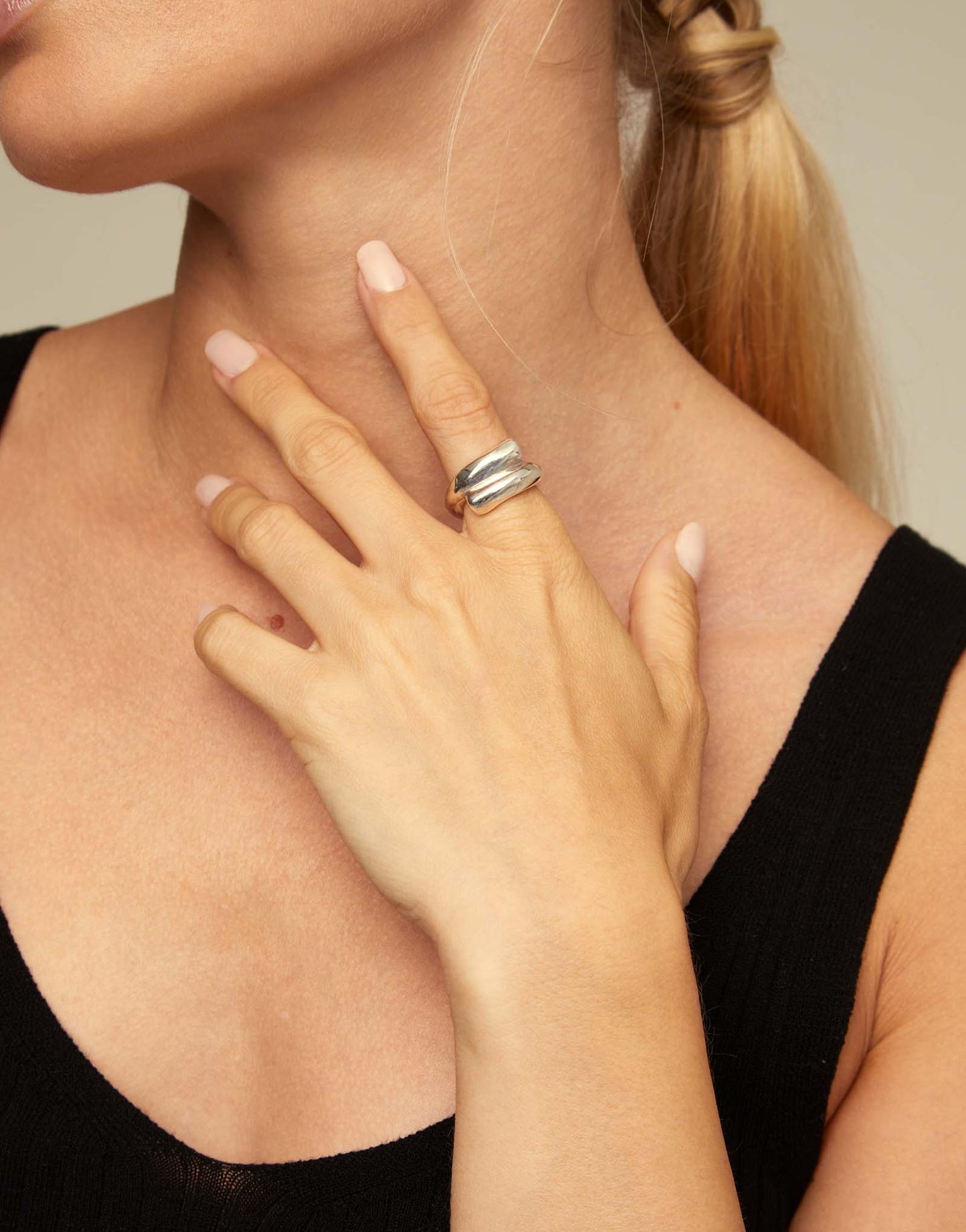 Tubular Shaped Ring - Silver (Size 18)