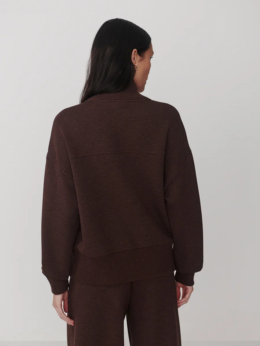 Bronya Button Placket Sweat - Coffee Bean Marl