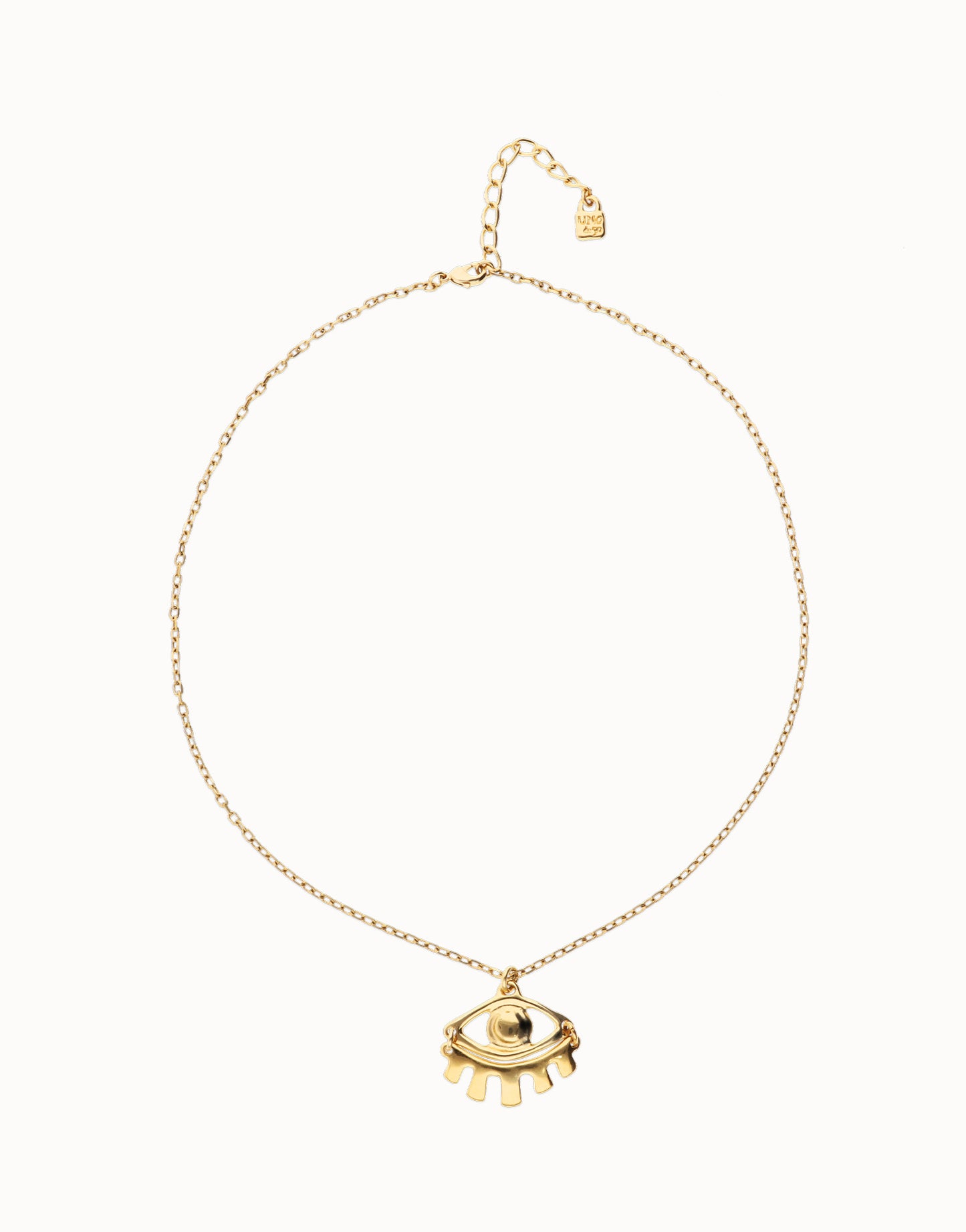 Short Pendant Chain Necklace With Small Eye - Gold