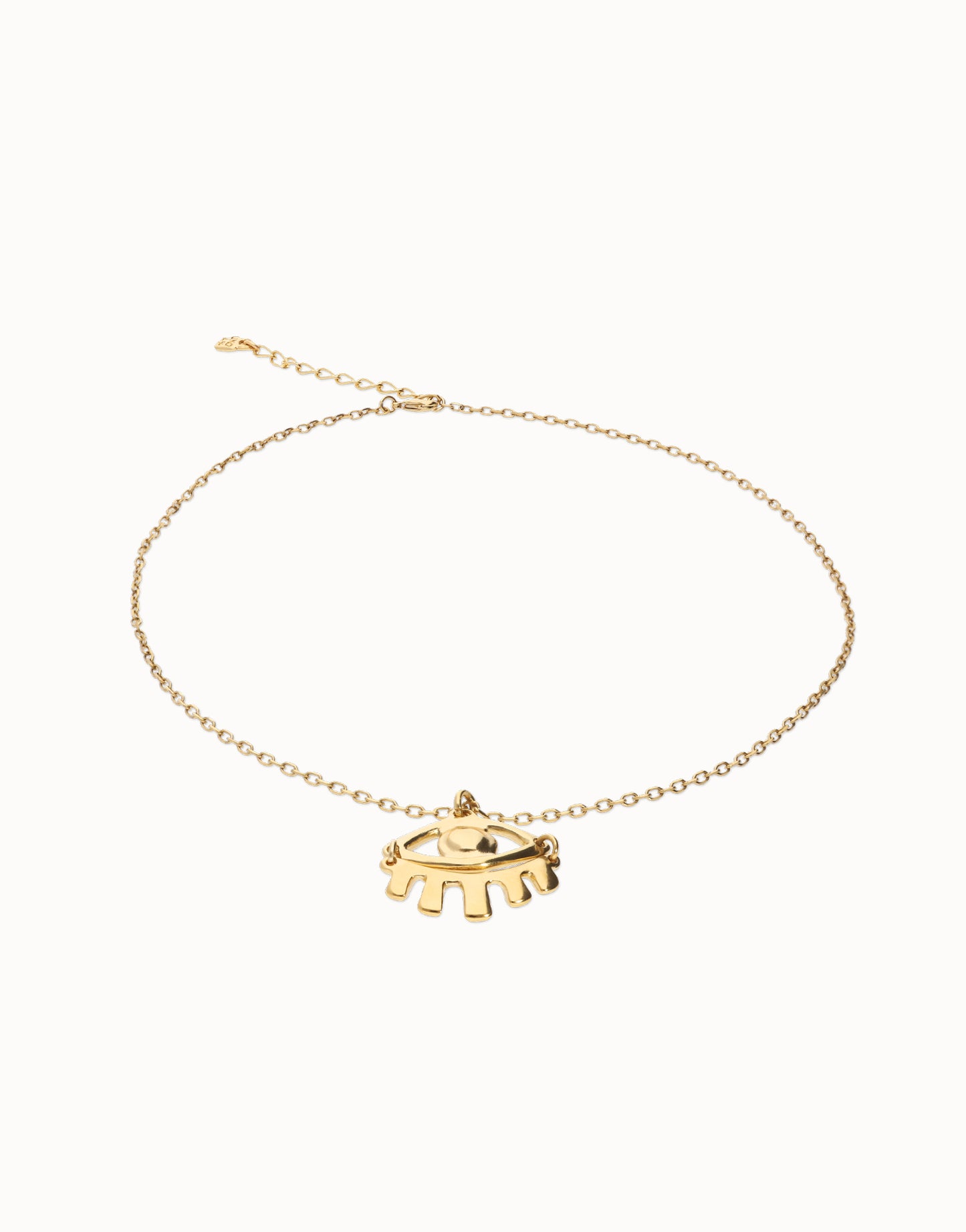 Short Pendant Chain Necklace With Small Eye - Gold