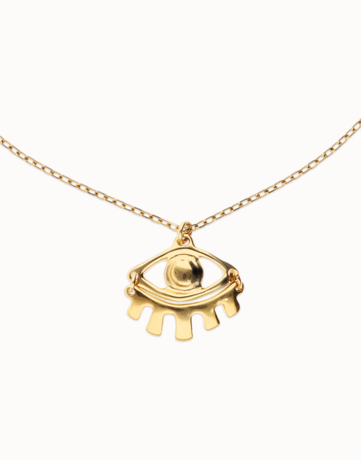 Short Pendant Chain Necklace With Small Eye - Gold