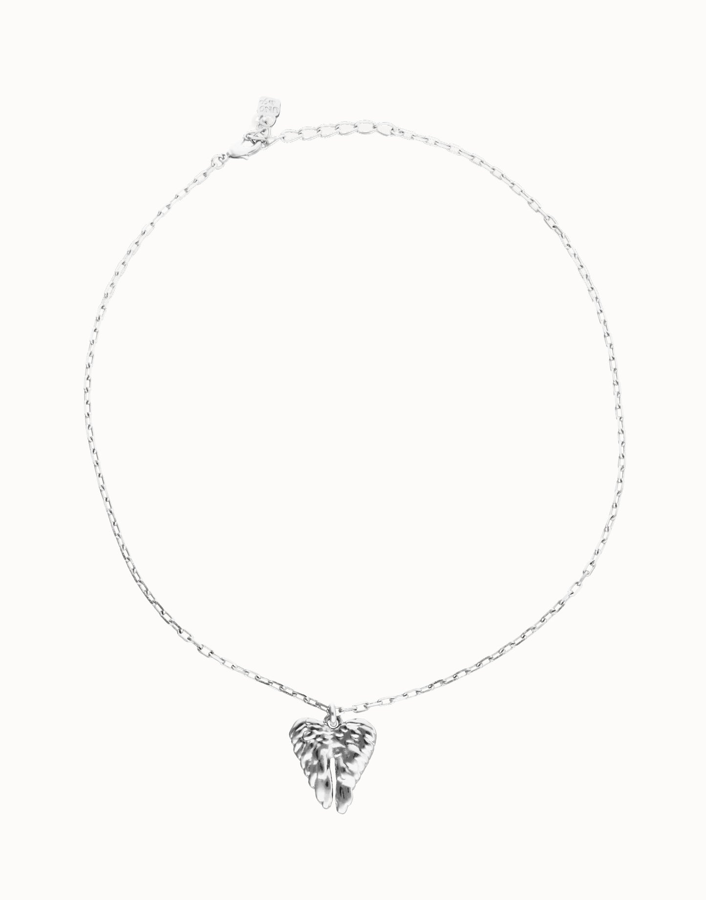 Short Necklace With Wing Detail - Silver