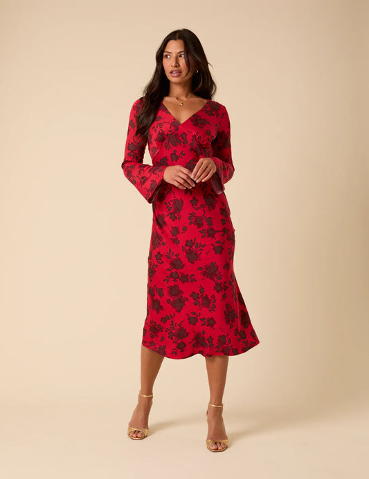 Floral Josie Midi Dress - Red