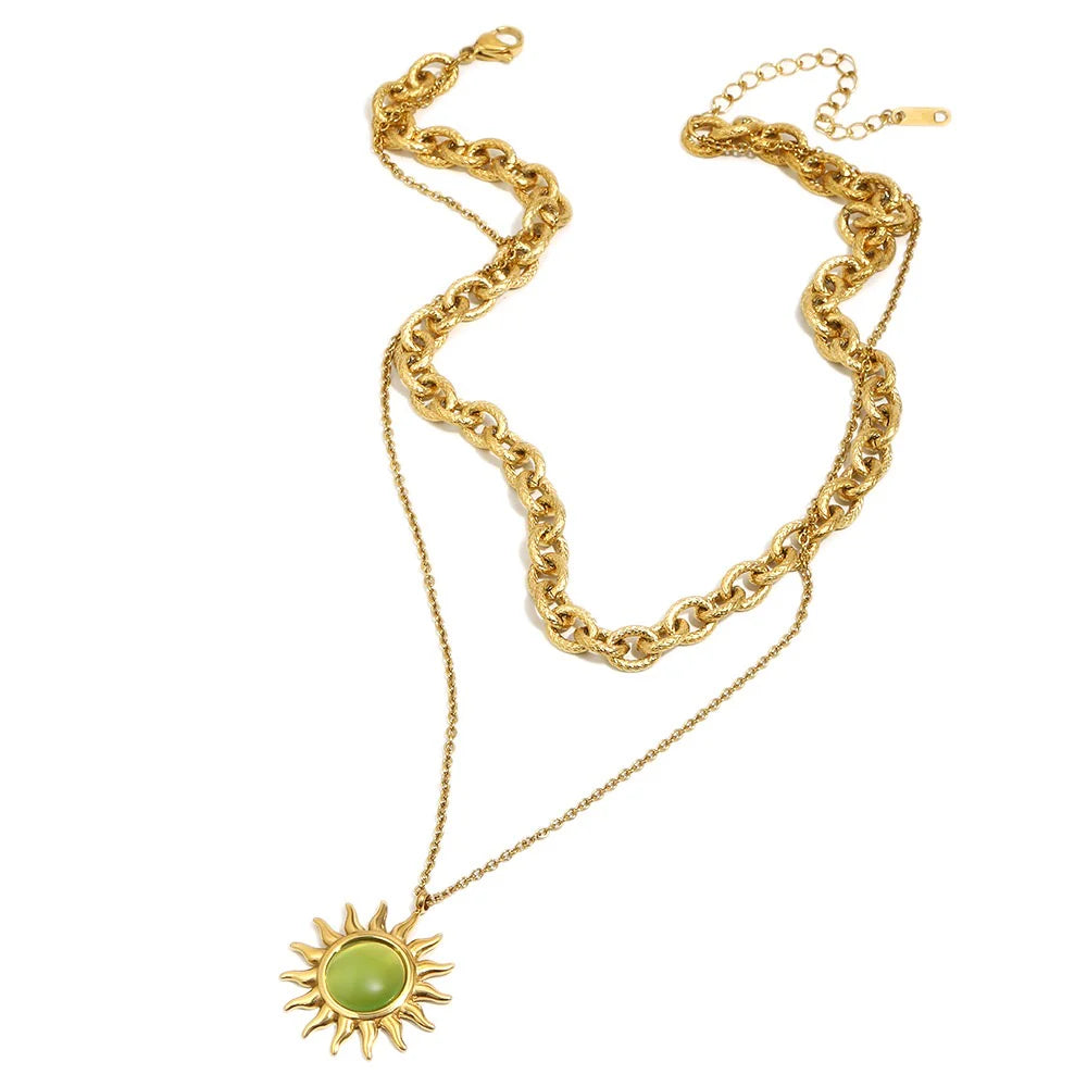 Aventurine Solstice Gold Plated Waterproof Necklace