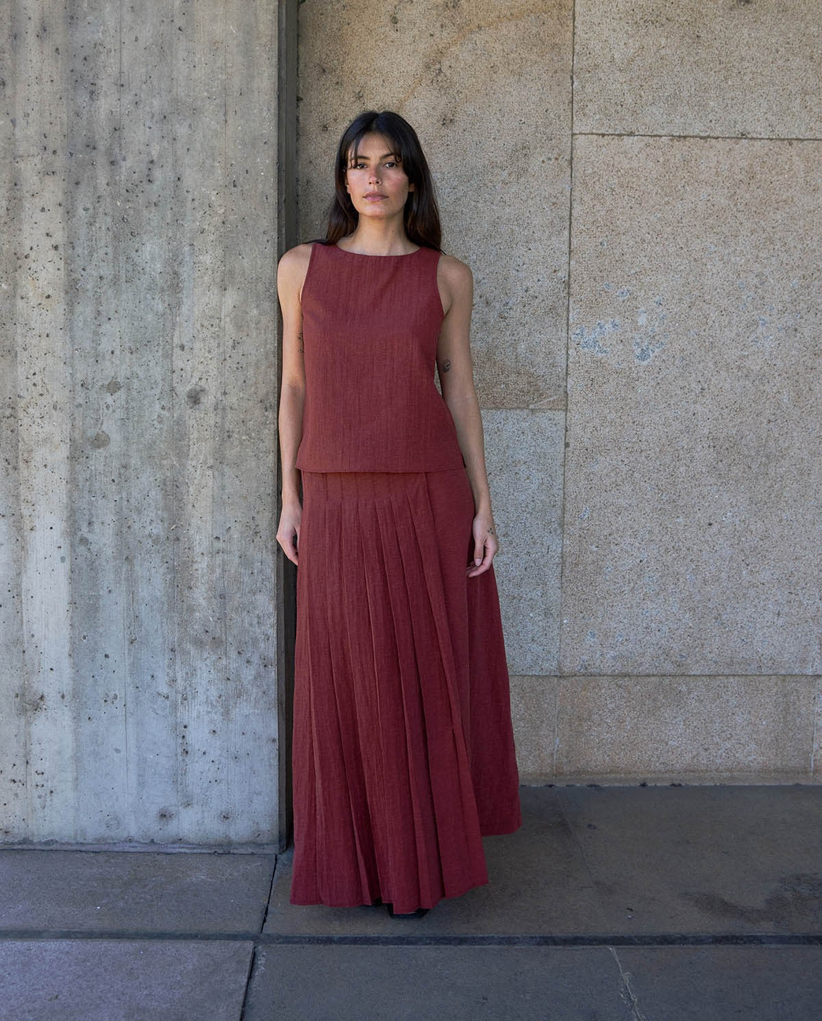 Double Layer Midi Skirt
