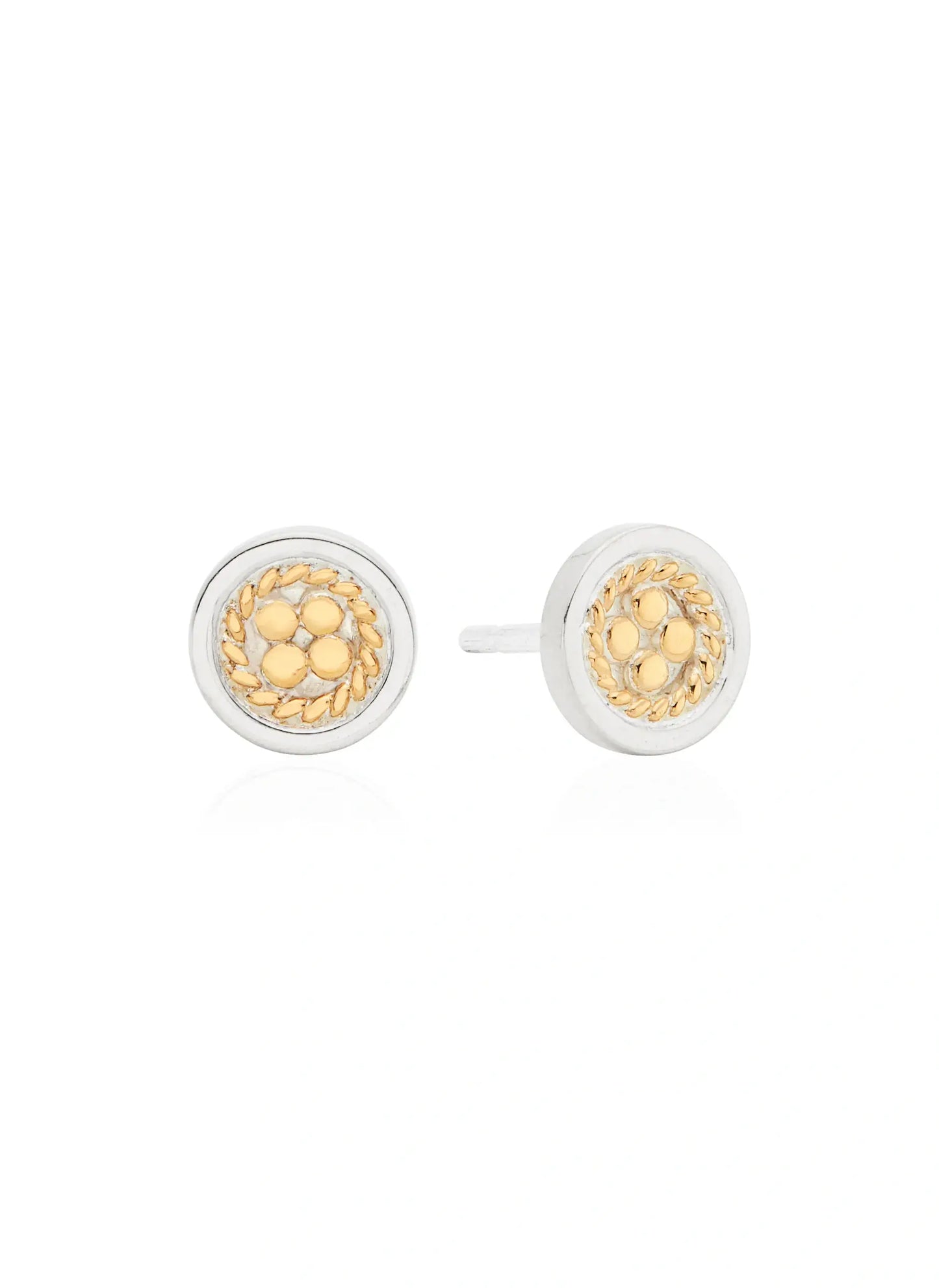 Smooth Rim Stud Earrings - Gold & Silver