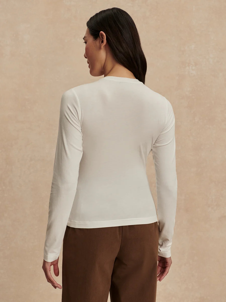 Edna Long Sleeve Fitted Tee - White