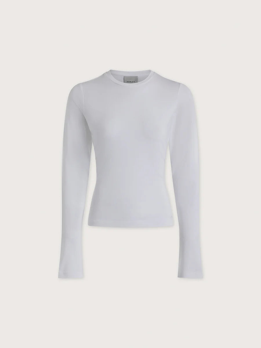 Edna Long Sleeve Fitted Tee - White