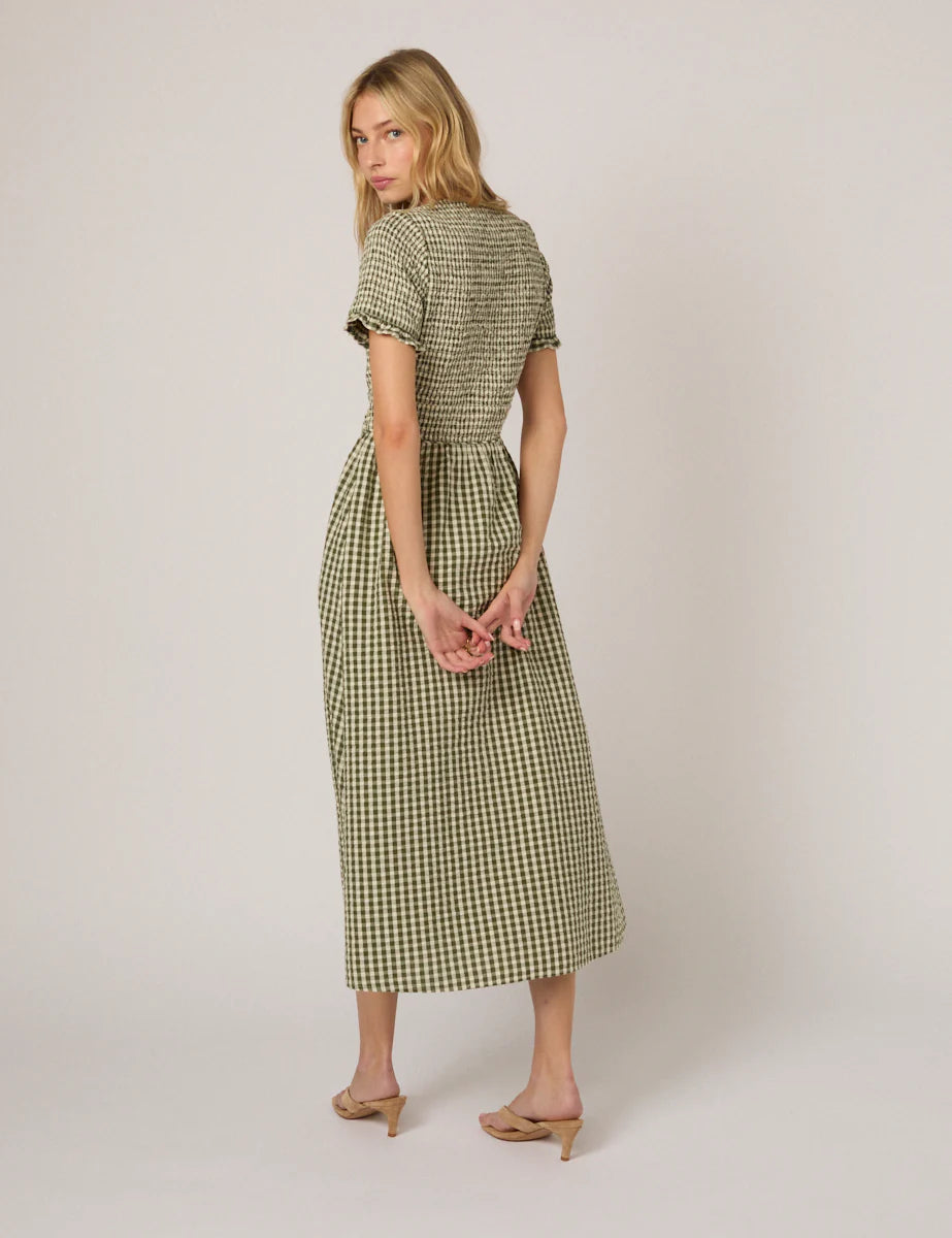 Green Gingham Eliza Midi Dress