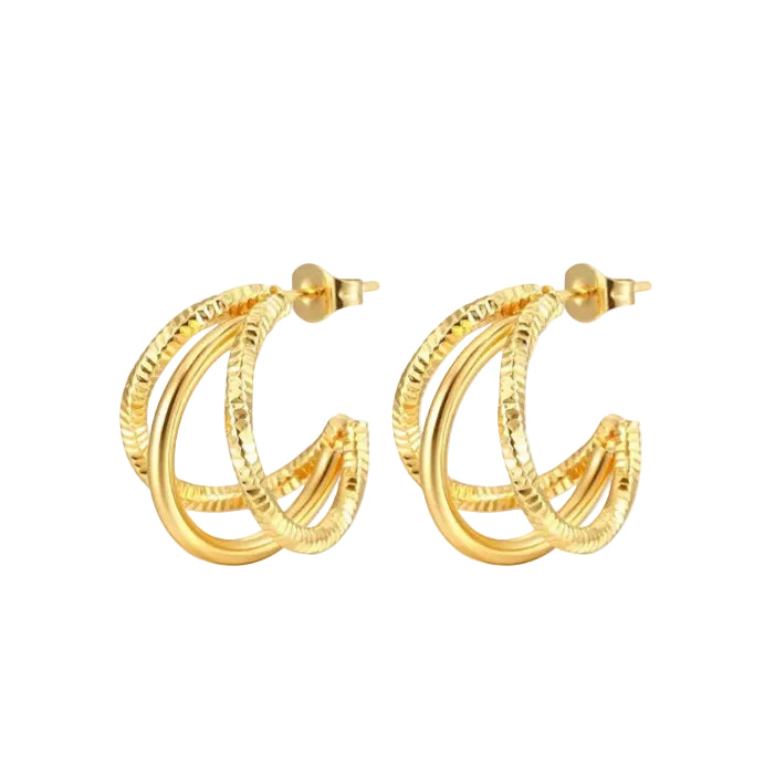 Gold Triple Hoop Serenity Earrings