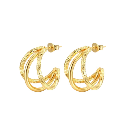 Gold Triple Hoop Serenity Earrings