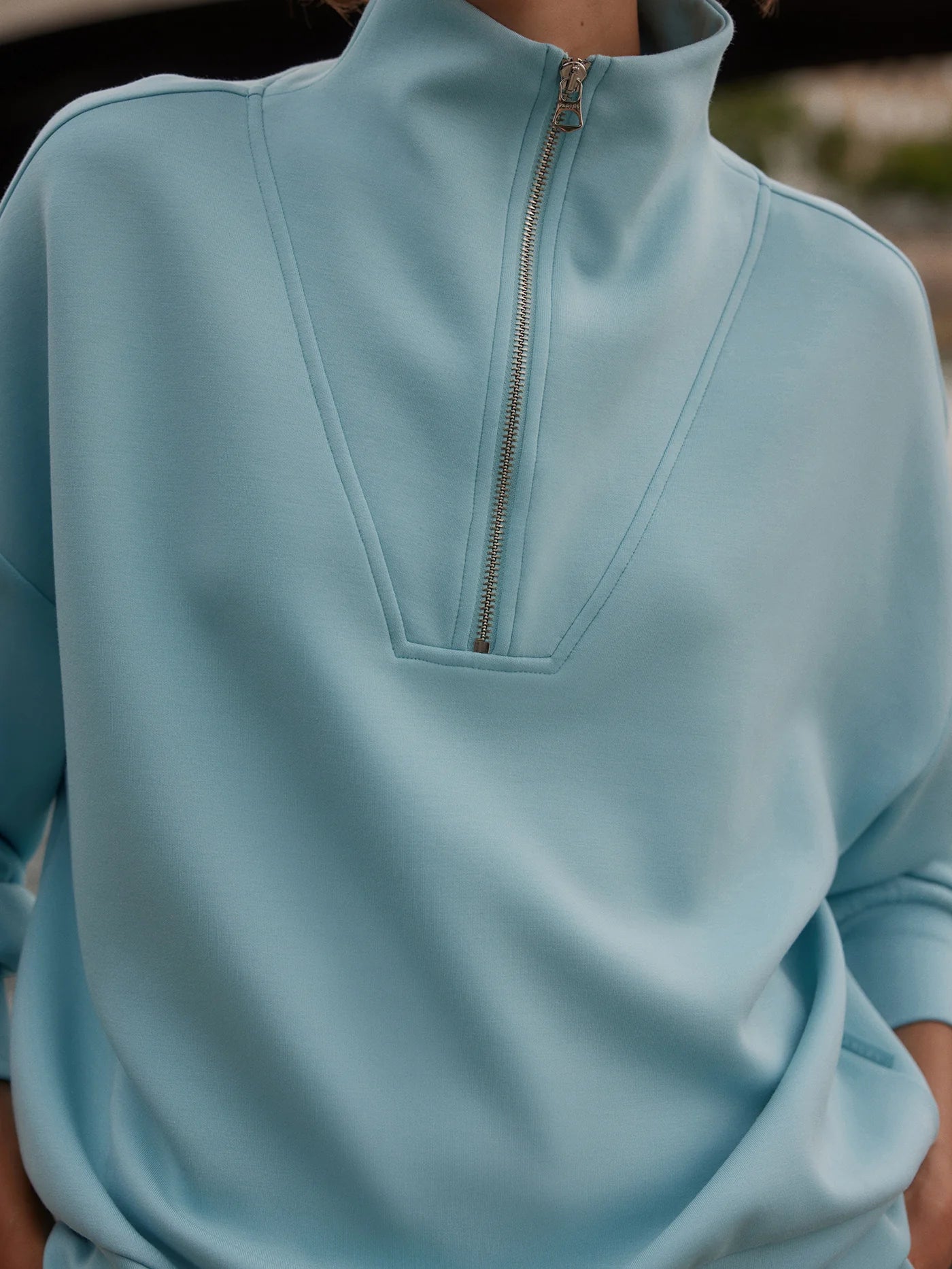 Hawley Half-Zip Sweat - Porcelain Blue