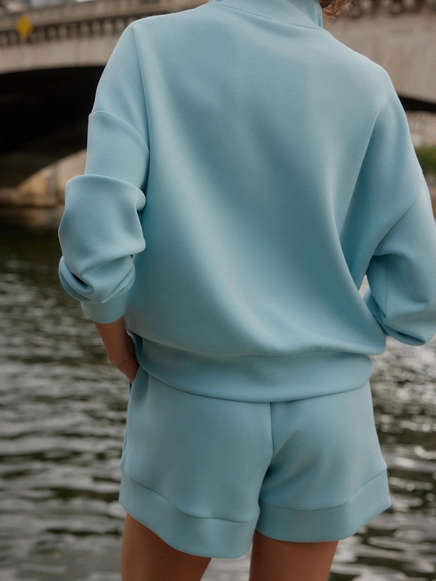 Hawley Half-Zip Sweat - Porcelain Blue