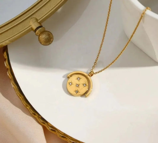 Rotating Disc Pendant Necklace - Gold