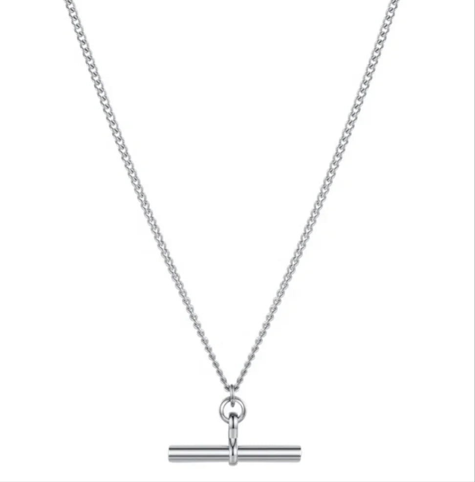 Classic T Bar Necklace - Silver