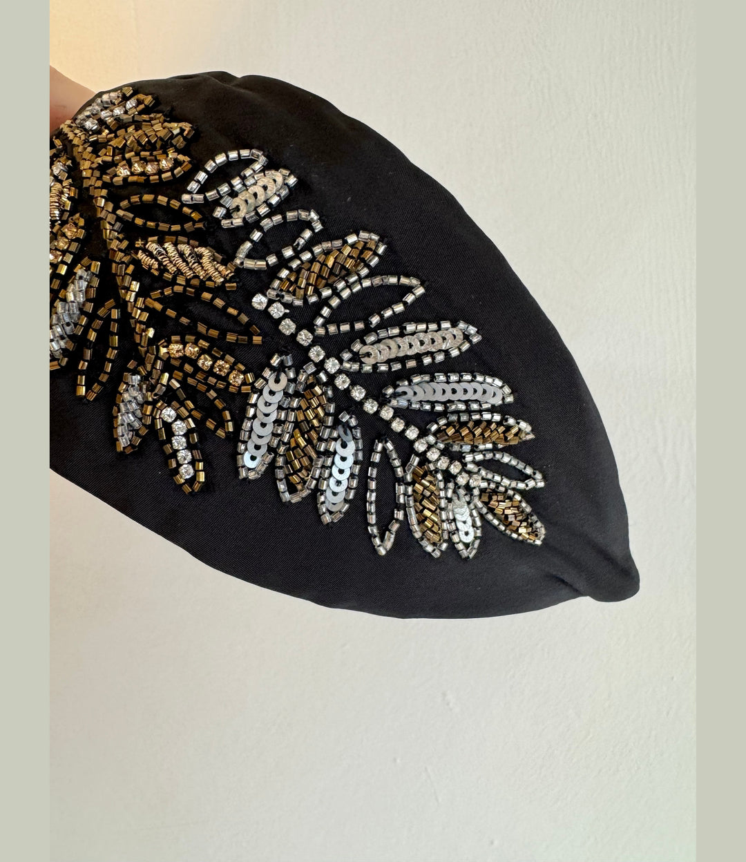 Embroidered Headband - Metallic Leaf