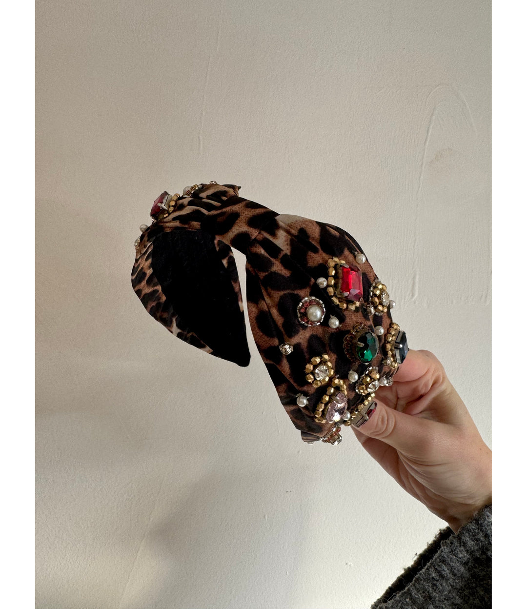 Embroidered Headband - Leopard