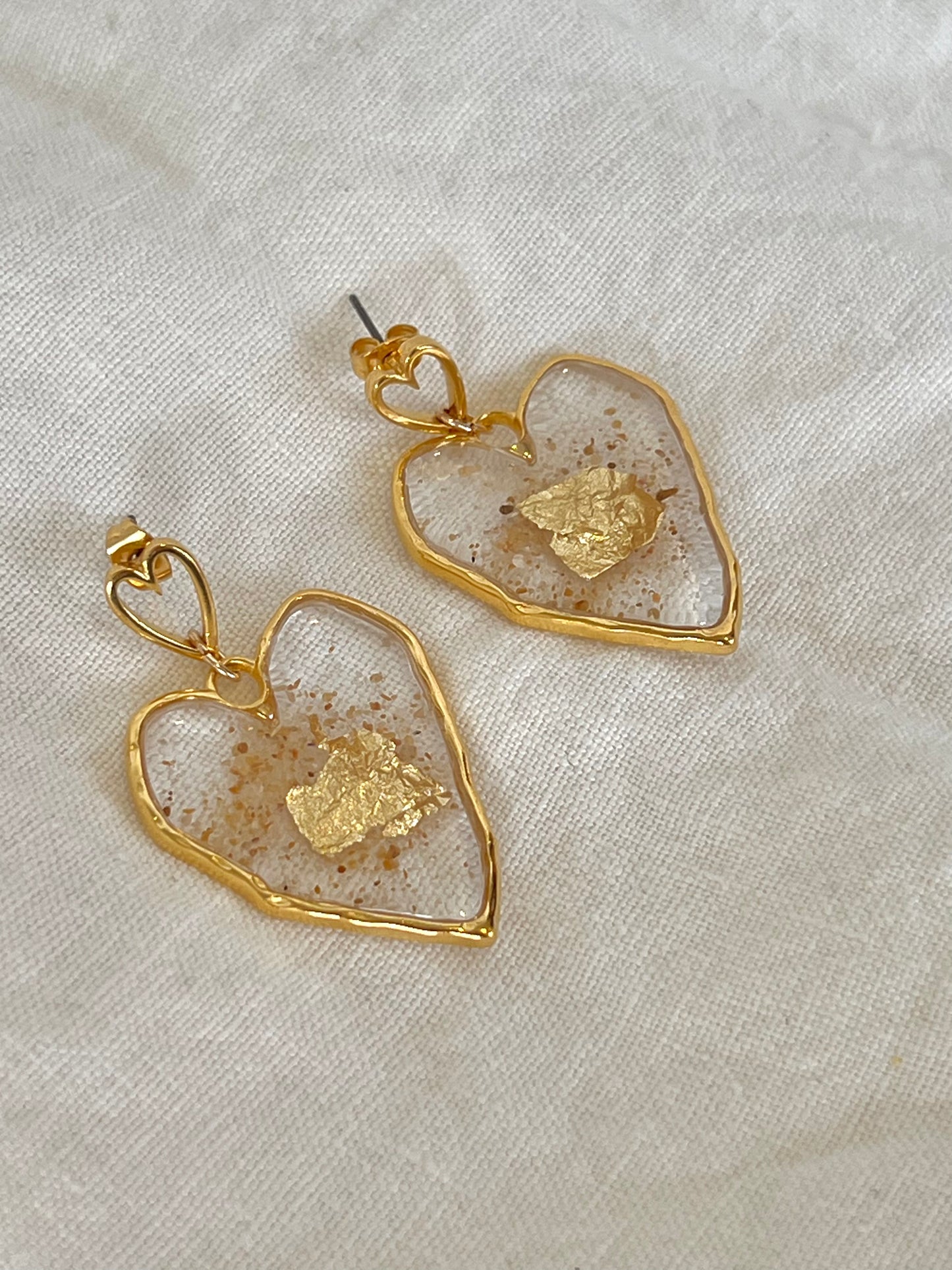 Love Earrings - Gold Leaf & Sand