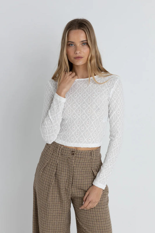 Charm Long Sleeve Top - White
