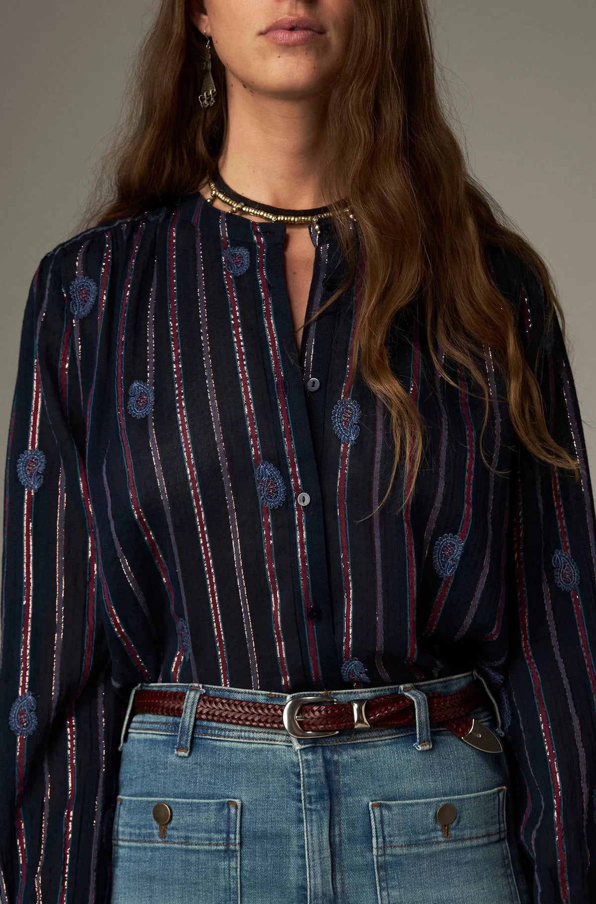 Mina Blouse Stripe Berry