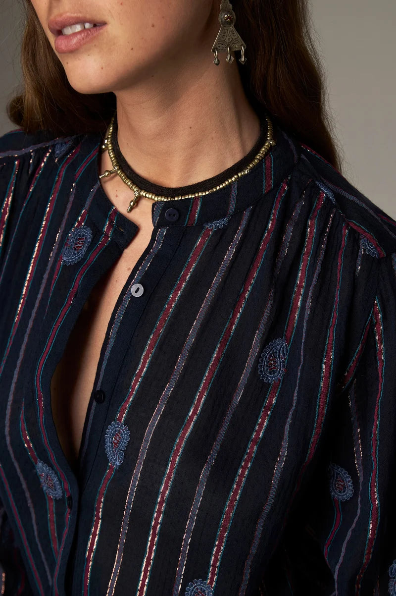 Mina Blouse Stripe Berry