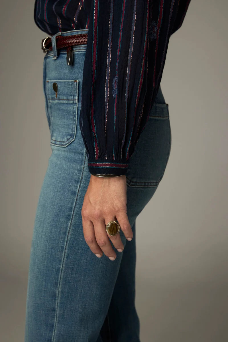 Mina Blouse Stripe Berry