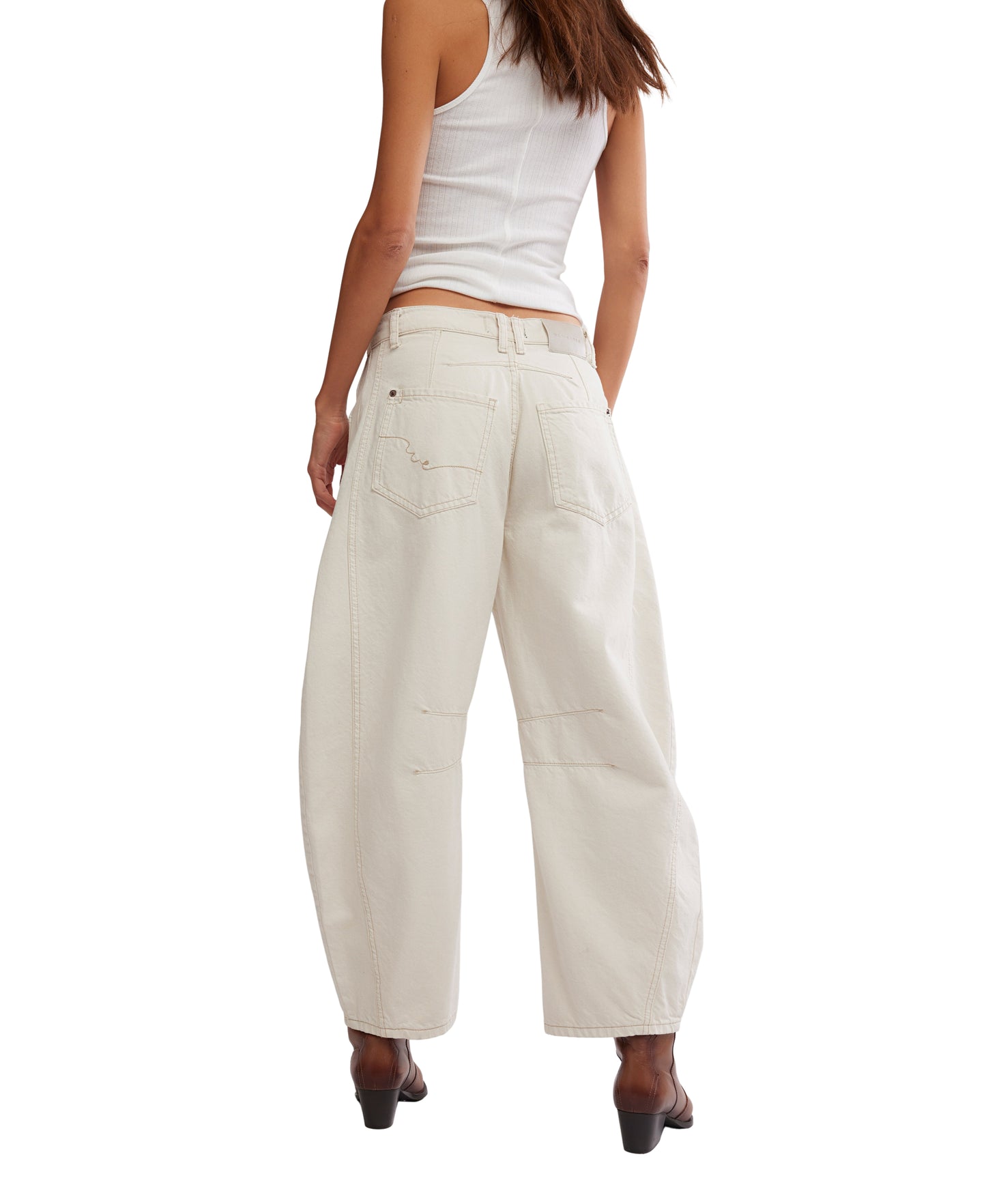 Good Luck Mid-Rise Barrel Jeans - Milk