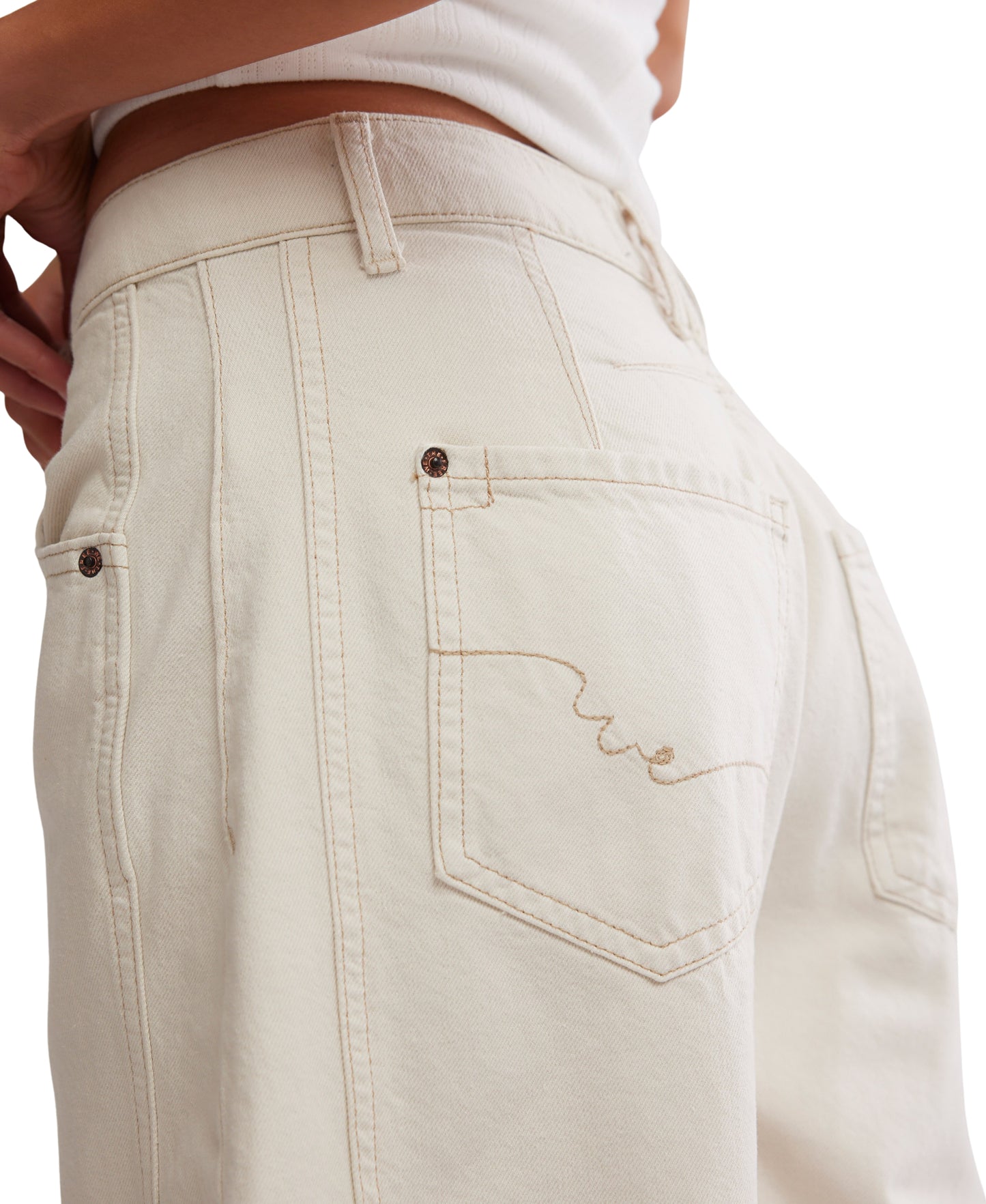 Good Luck Mid-Rise Barrel Jeans - Milk