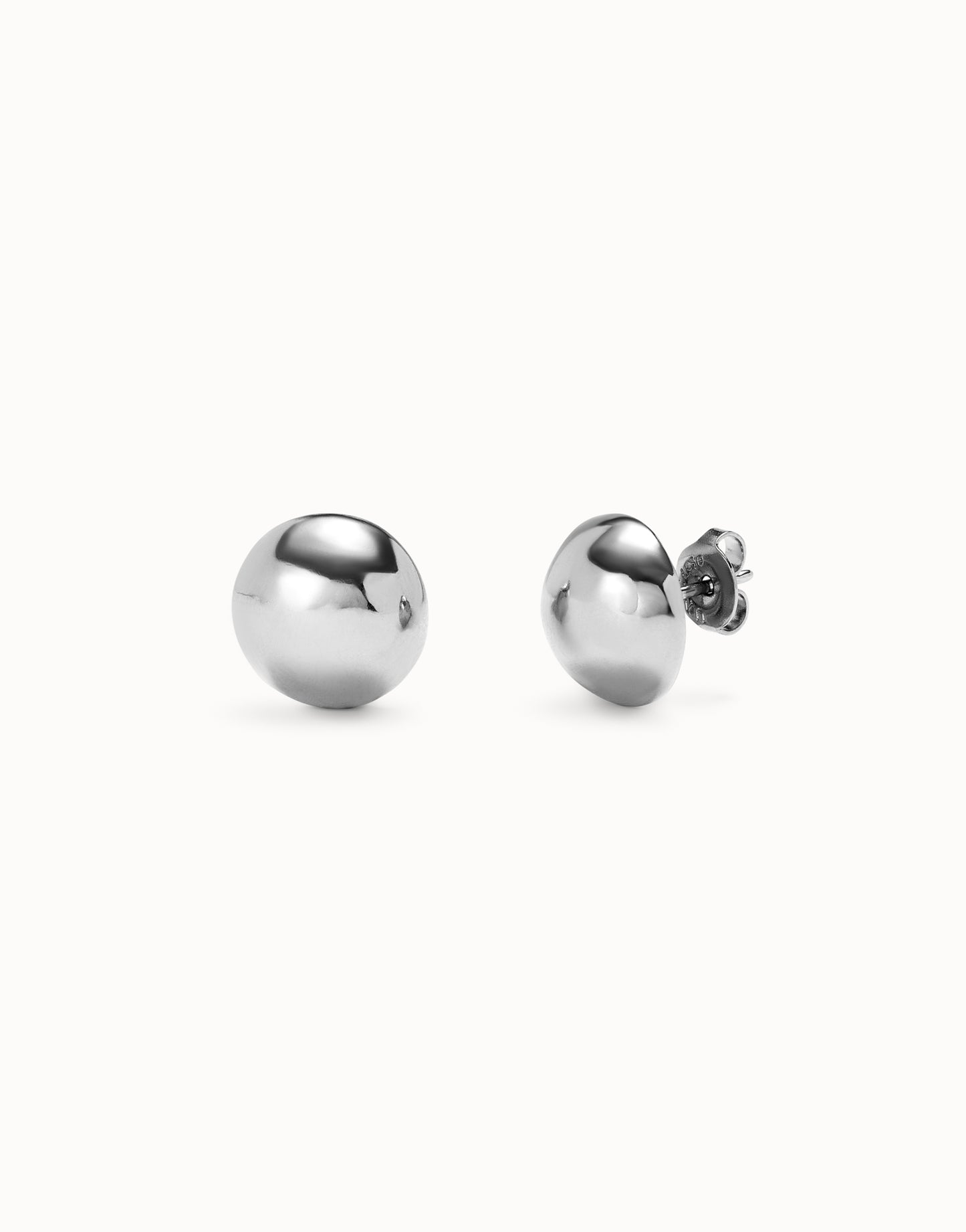 Bead Shaped Stud Earrings - Silver