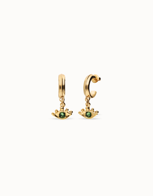 Eye-shaped Drop Earrings with Verde Crystal