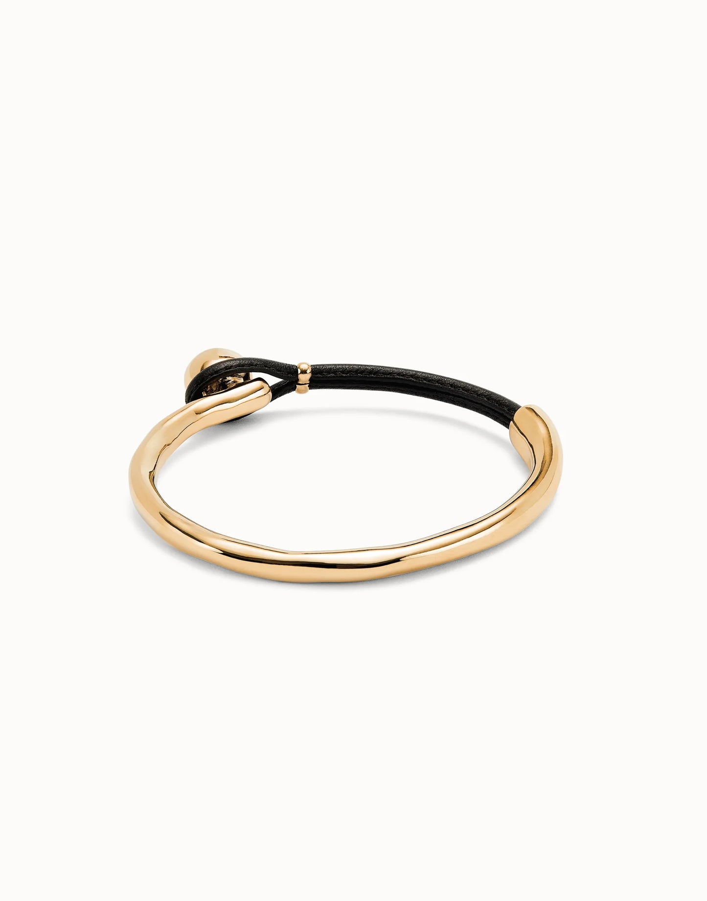 Bangle Bracelet with Brown Leather