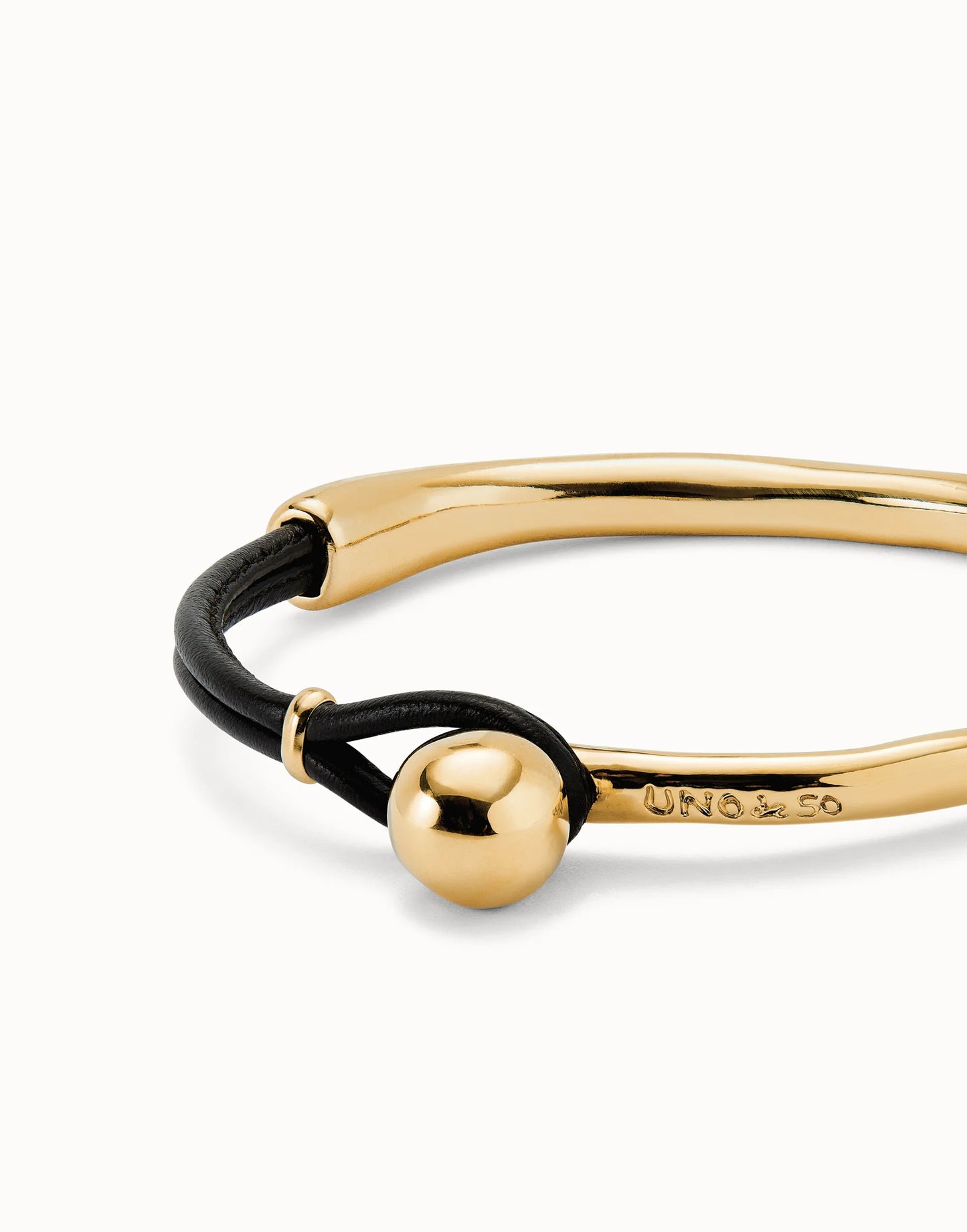 Bangle Bracelet with Brown Leather