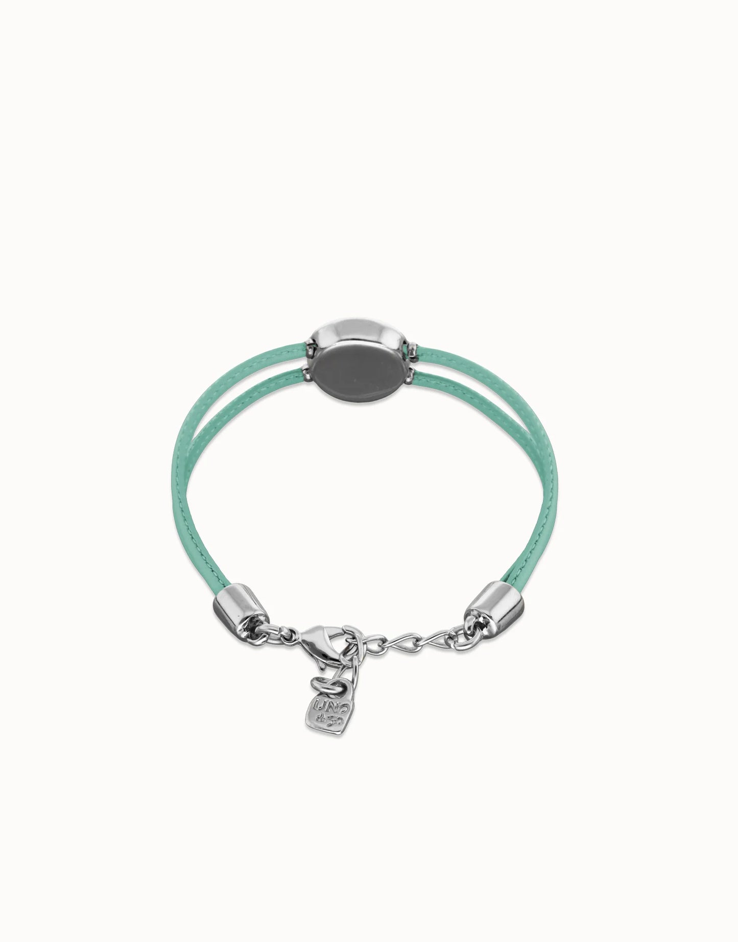 Double Turquoise Leather Bracelet with Eye - Silver