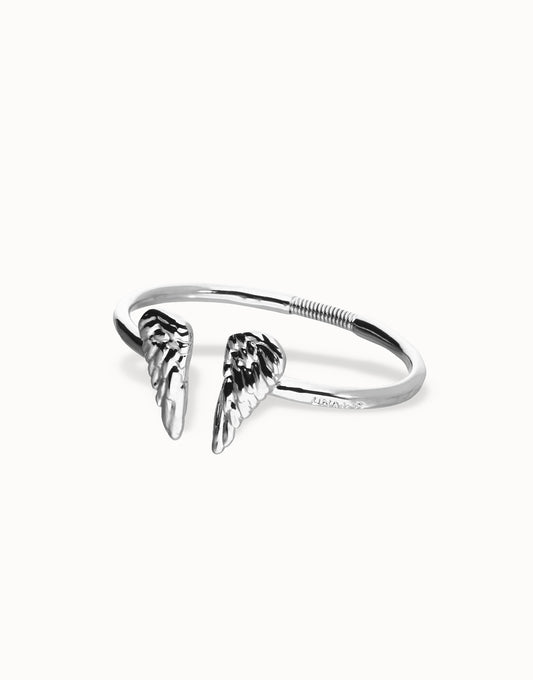 Cuff Bracelet With Wing Detail - Silver