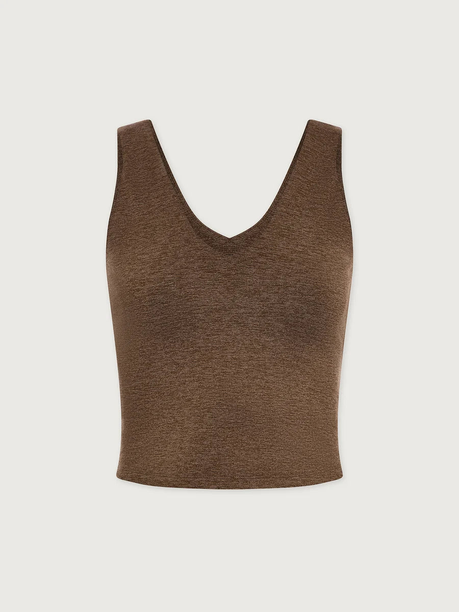 Ruby Cropped Tank - Teak Olive Marl