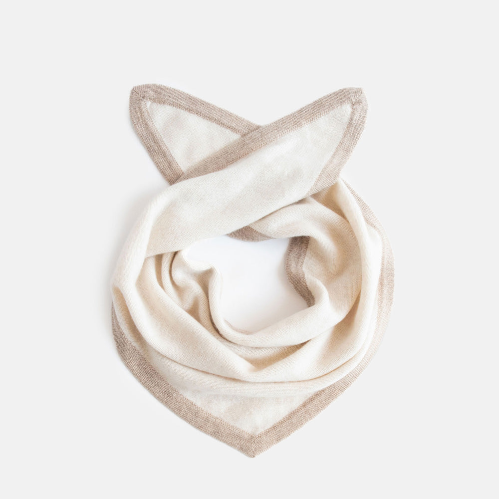 Cashmere Triangle Scarf - Cream/Taupe