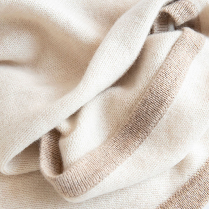 Cashmere Triangle Scarf - Cream/Taupe