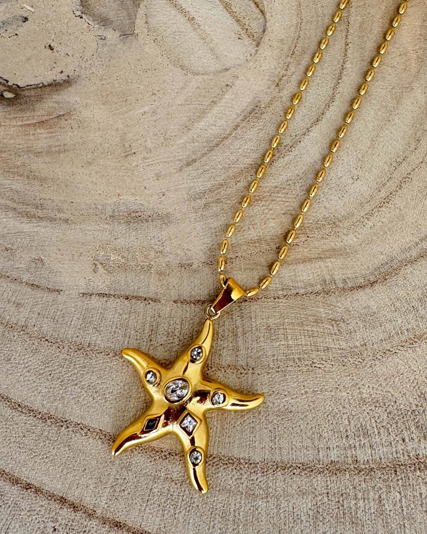 Gold Starfish Bling Necklace