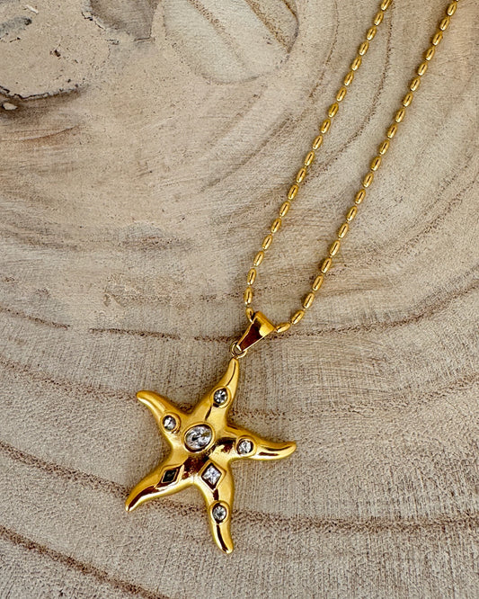 Gold Starfish Bling Necklace