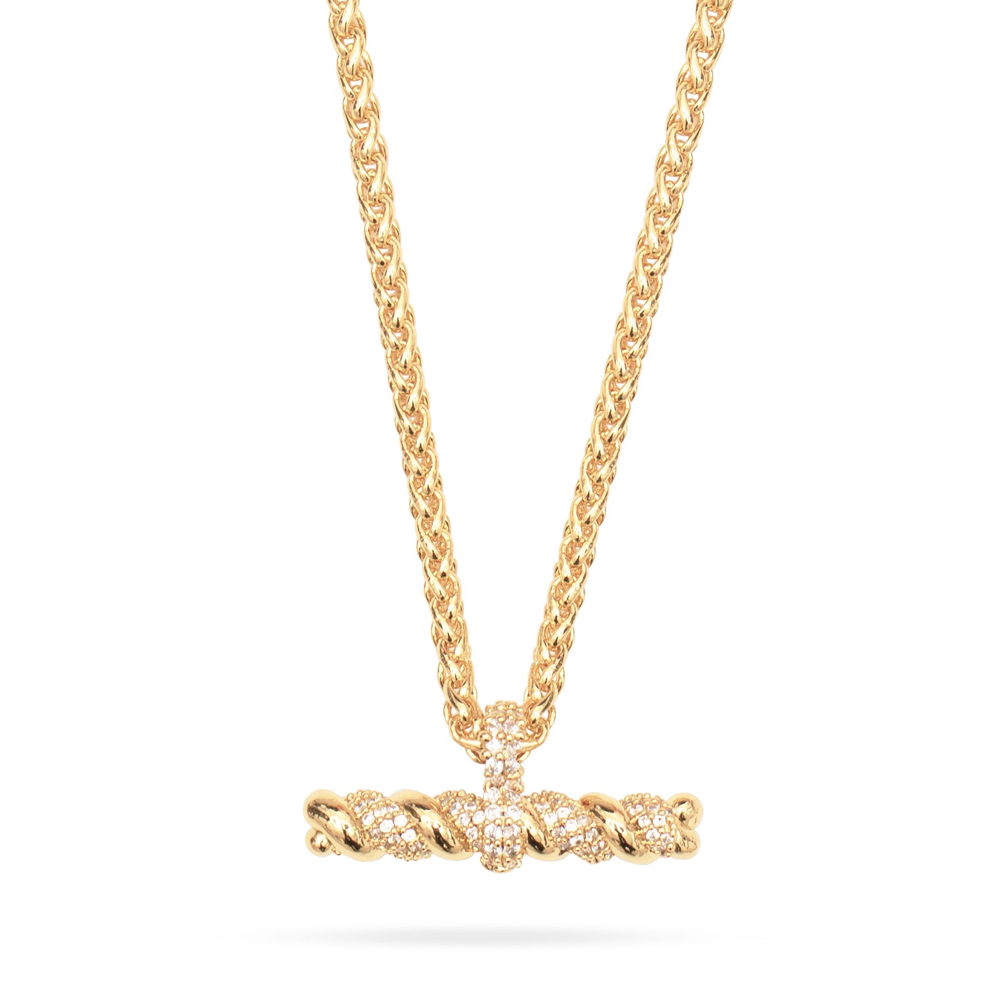 T- Bar Pendant Necklace- Cubic Zirconia
