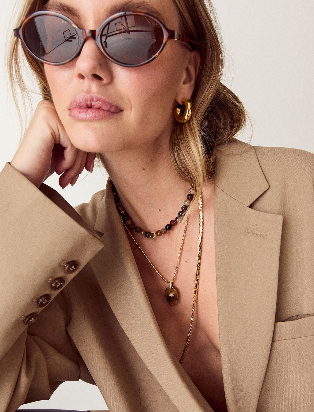 Hamsa Hand Pendant Necklace - Tiger’s Eye