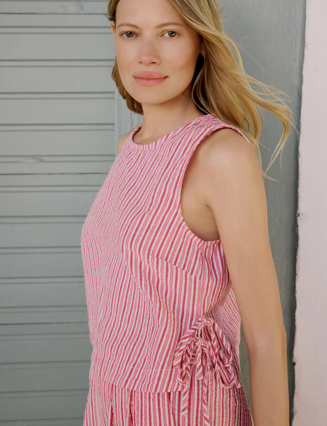Pink Pinstripe Swing Top